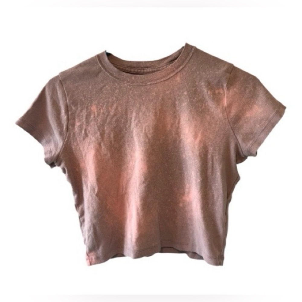 Hollister Medium Bleach Dyed Cropped Tee Pink Brown Custom